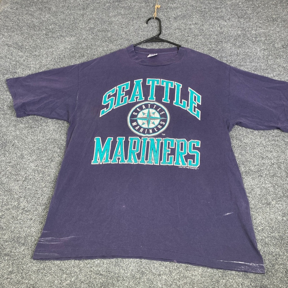 Vintage 1993 Seattle Mariners Shirt Mens XL Logo 7 MLB Purple Single Stitch USA